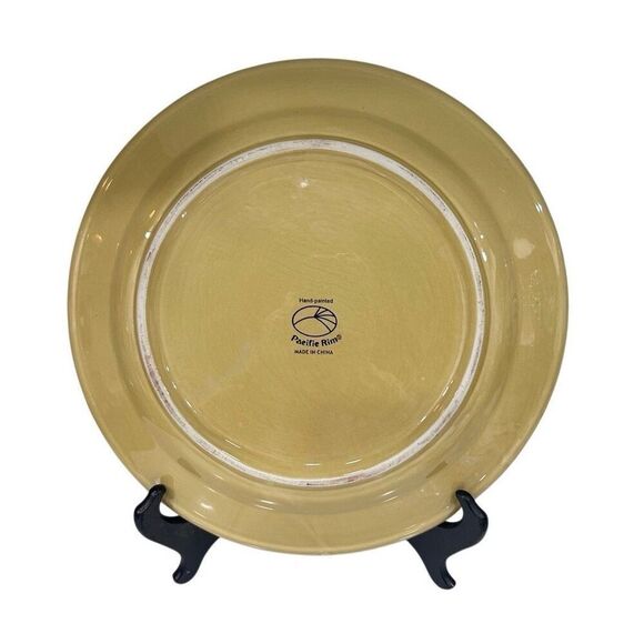 Pacific Rim Decorative Plate Round 10 3/4" Hand Painted Palm Tree Basket Weave - Picture 6 of 9